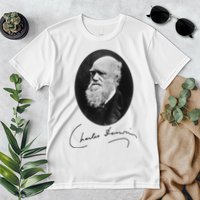 Charles Darwin Portrait Signature Evolution Atheist Science Premium T-Shirt