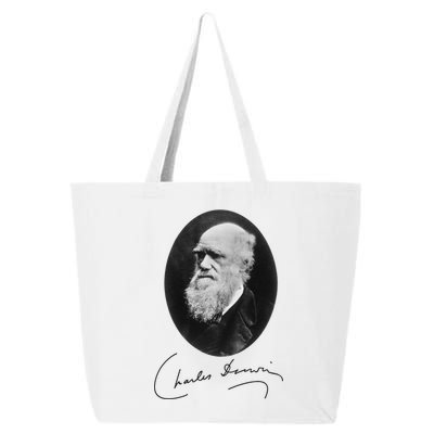 Charles Darwin Portrait Signature Evolution Atheist Science 25L Jumbo Tote