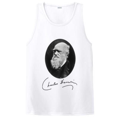 Charles Darwin Portrait Signature Evolution Atheist Science PosiCharge Competitor Tank