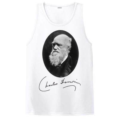 Charles Darwin Portrait Signature Evolution Atheist Science PosiCharge Competitor Tank