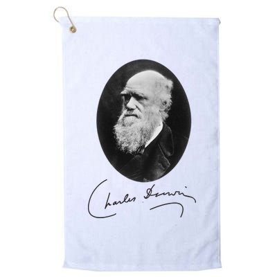Charles Darwin Portrait Signature Evolution Atheist Science Golf Towel