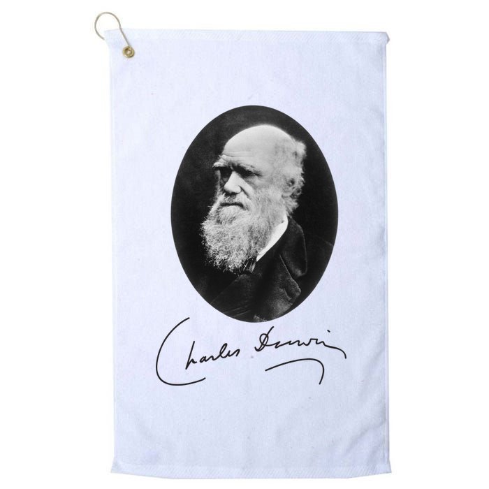 Charles Darwin Portrait Signature Evolution Atheist Science Golf Towel