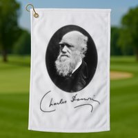 Charles Darwin Portrait Signature Evolution Atheist Science Golf Towel