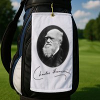 Charles Darwin Portrait Signature Evolution Atheist Science Golf Towel
