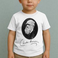 Charles Darwin Portrait Signature Evolution Atheist Science Toddler T-Shirt