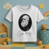Charles Darwin Portrait Signature Evolution Atheist Science Toddler T-Shirt