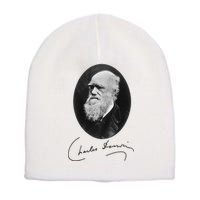 Charles Darwin Portrait Signature Evolution Atheist Science Short Acrylic Beanie