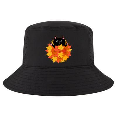 Cute Happy Black Cat Fall Autumn Leaves Cool Comfort Performance Bucket Hat