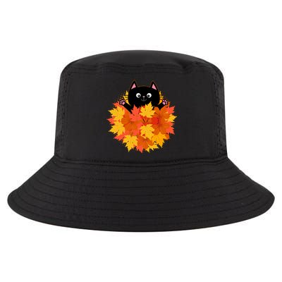 Cute Happy Black Cat Fall Autumn Leaves Cool Comfort Performance Bucket Hat