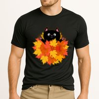 Cute Happy Black Cat Fall Autumn Leaves Cooling Performance Crew T-Shirt