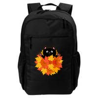 Cute Happy Black Cat Fall Autumn Leaves Backpack