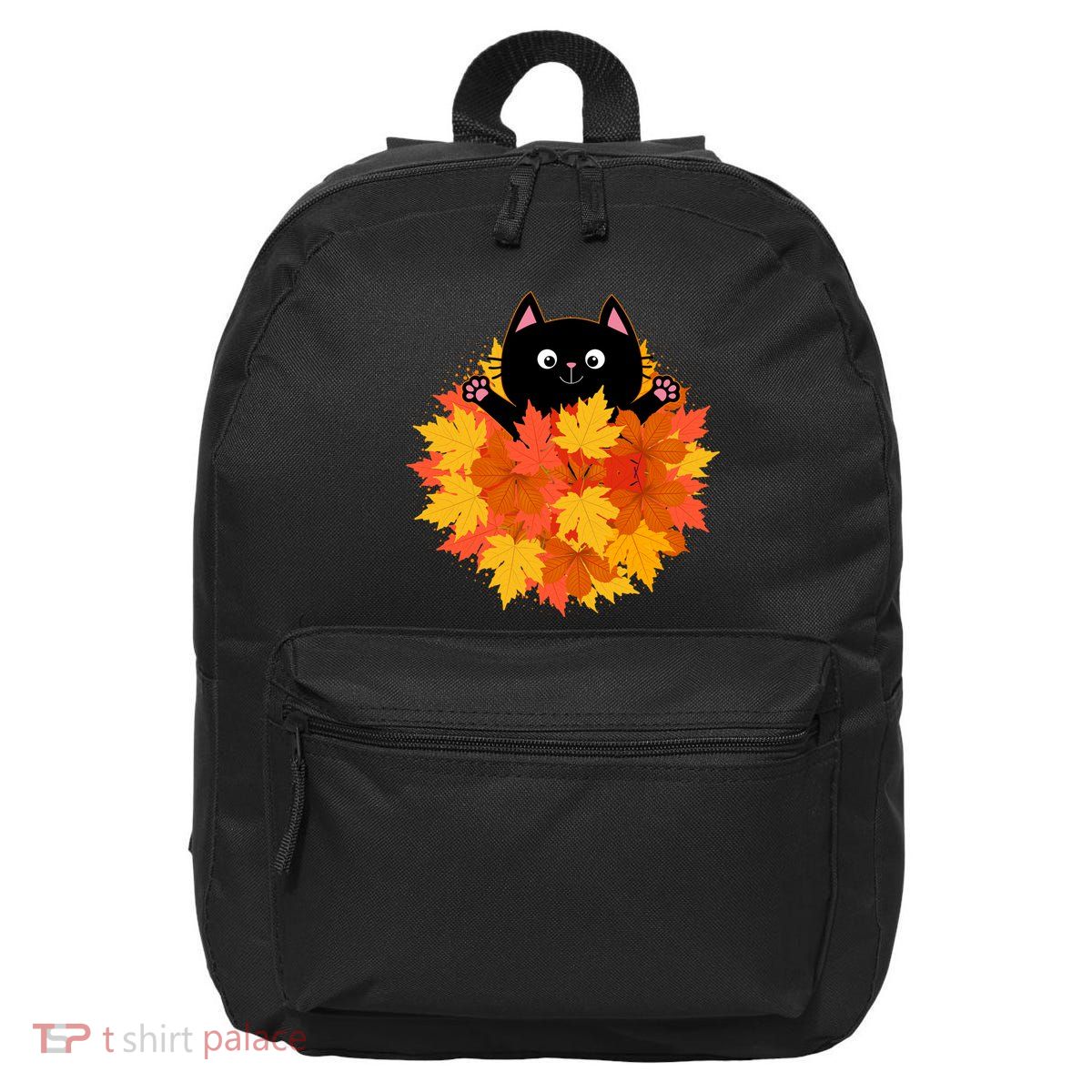 Cute Happy Black Cat Fall Autumn Leaves 16 in Basic Backpack