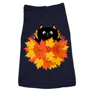 Cute Happy Black Cat Fall Autumn Leaves Doggie Tank