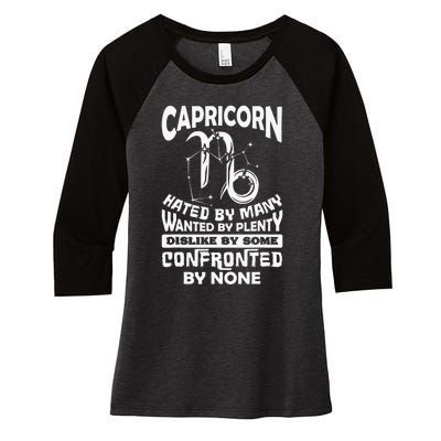 Capricorn Hated By Many December Zodiac Birthday Women's Tri-Blend 3/4-Sleeve Raglan Shirt