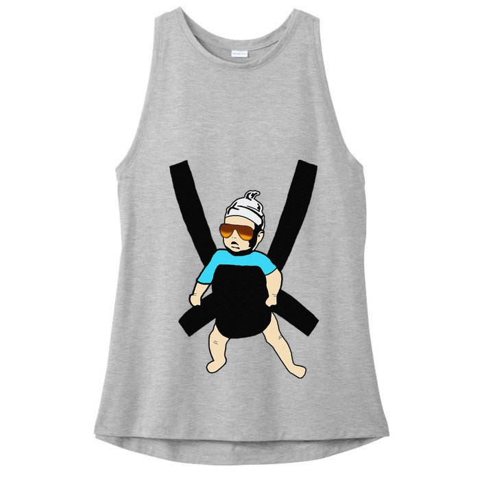 Carlos Hangover Baby with sunglasses in a strap Ladies PosiCharge Tri-Blend Wicking Tank