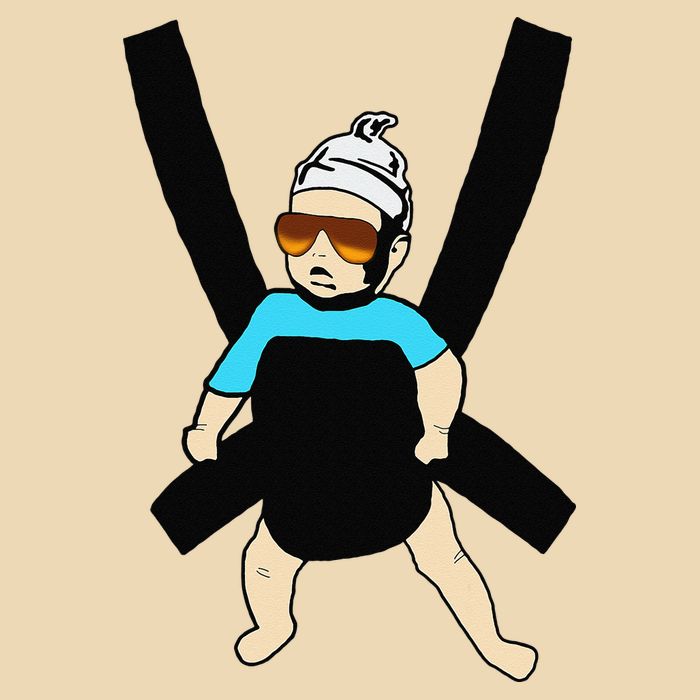 Carlos Hangover Baby with sunglasses in a strap Bag