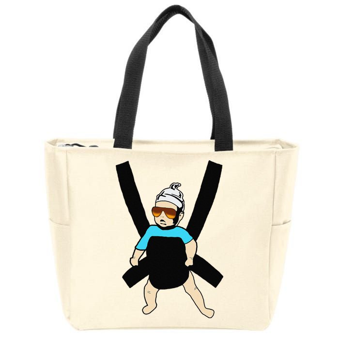 Carlos Hangover Baby with sunglasses in a strap Zip Tote Bag