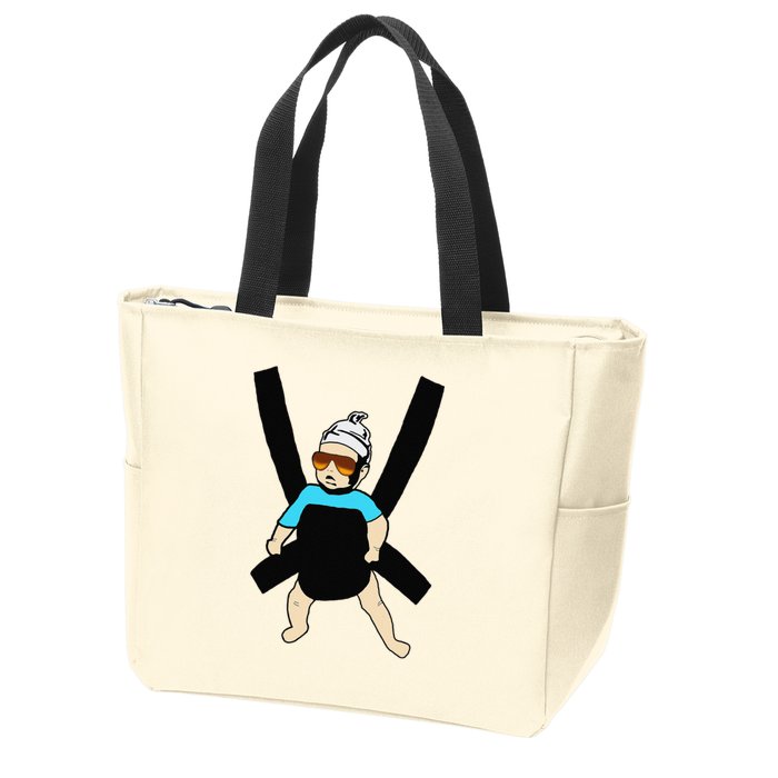Carlos Hangover Baby with sunglasses in a strap Zip Tote Bag