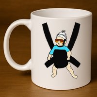 Carlos Hangover Baby with sunglasses in a strap 11oz C Handle Ceramic Mug