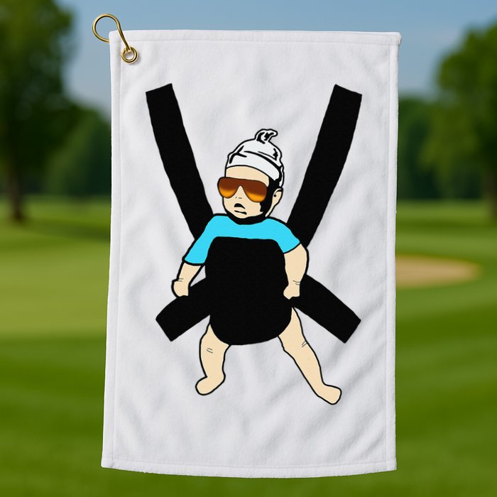 Carlos Hangover Baby with sunglasses in a strap Golf Towel