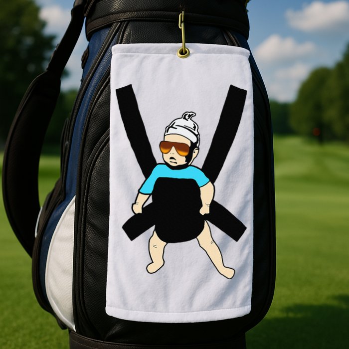 Carlos Hangover Baby with sunglasses in a strap Golf Towel