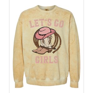 Cow Hat Boots Let's Go Western Cowgirls Colorblast Crewneck Sweatshirt