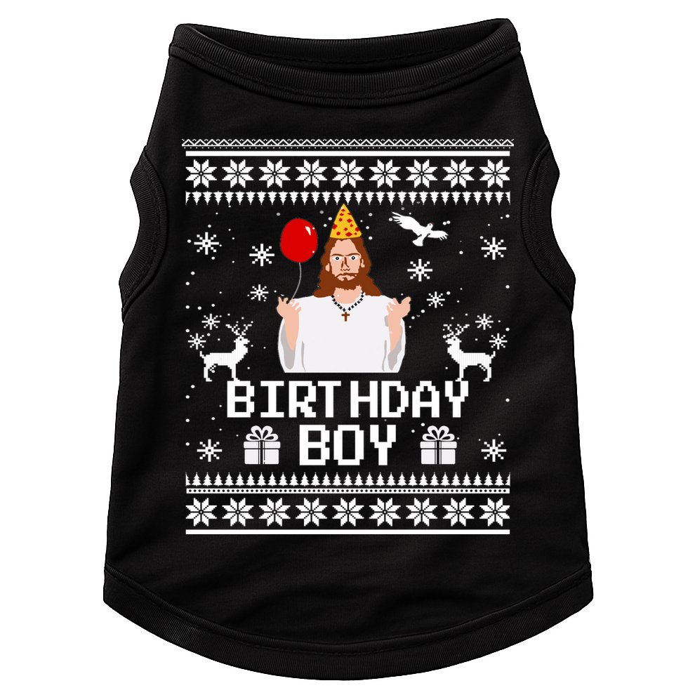 Christian Happy Birthday Jesus Birthday Boy Ugly Christmas Sweater Doggie Tank