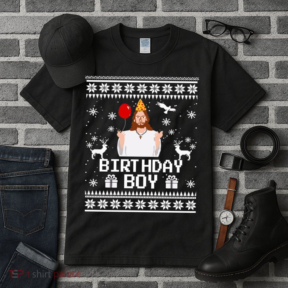 Christian Happy Birthday Jesus Birthday Boy Ugly Christmas Sweater Tall T-Shirt