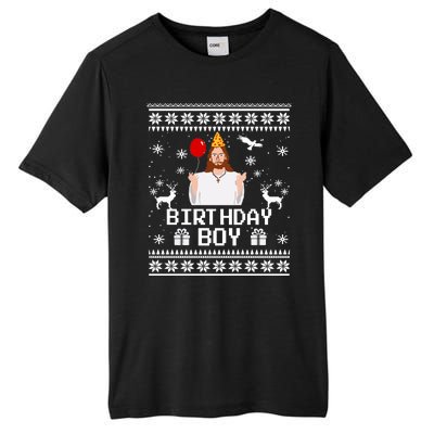 Christian Happy Birthday Jesus Birthday Boy Ugly Christmas Sweater Tall Fusion ChromaSoft Performance T-Shirt