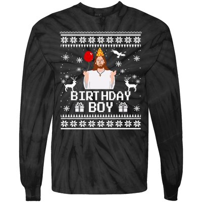 Christian Happy Birthday Jesus Birthday Boy Ugly Christmas Sweater Tie-Dye Long Sleeve Shirt