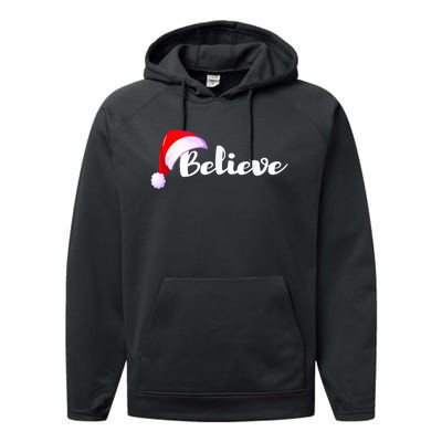 Christmas Holidays Believe Santa Claus Performance Fleece Hoodie