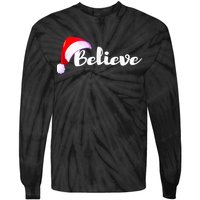 Christmas Holidays Believe Santa Claus Tie-Dye Long Sleeve Shirt