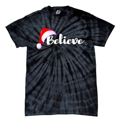 Christmas Holidays Believe Santa Claus Tie-Dye T-Shirt