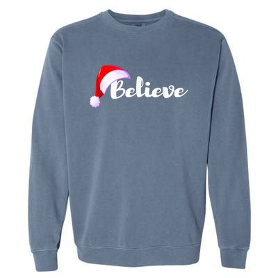 Christmas Holidays Believe Santa Claus Garment-Dyed Sweatshirt