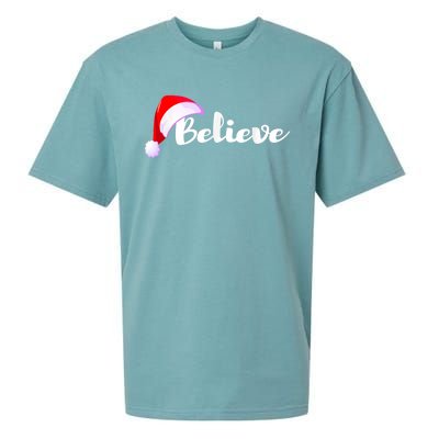 Christmas Holidays Believe Santa Claus Sueded Cloud Jersey T-Shirt