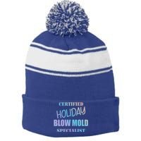 Certified Holiday Blow Mold Specialist Meaningful Gift Stripe Pom Pom Beanie