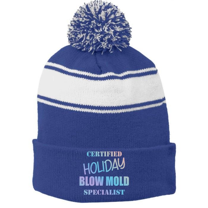 Certified Holiday Blow Mold Specialist Meaningful Gift Stripe Pom Pom Beanie