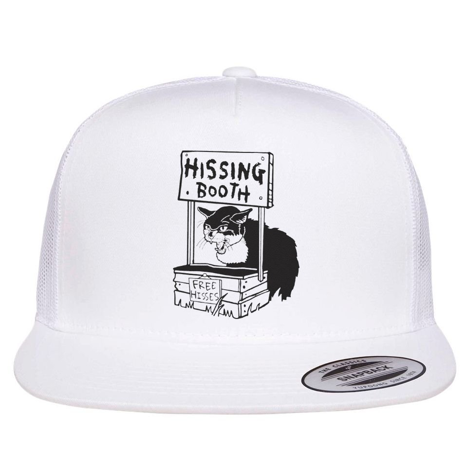 Cat Hissing Booth Free Hisses Flat Bill Trucker Hat
