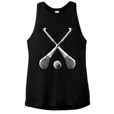 Crossed Hurling Bats Ladies PosiCharge Tri-Blend Wicking Tank