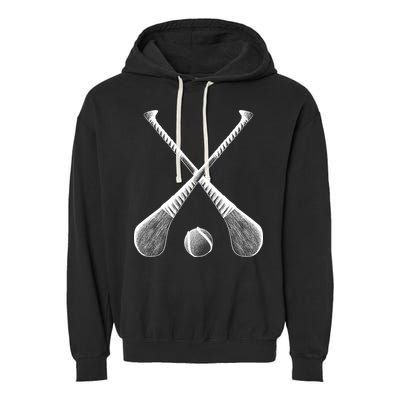 Crossed Hurling Bats Garment-Dyed Fleece Hoodie