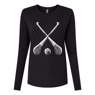 Crossed Hurling Bats Womens Cotton Relaxed Long Sleeve T-Shirt