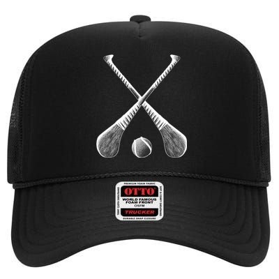 Crossed Hurling Bats High Crown Mesh Back Trucker Hat