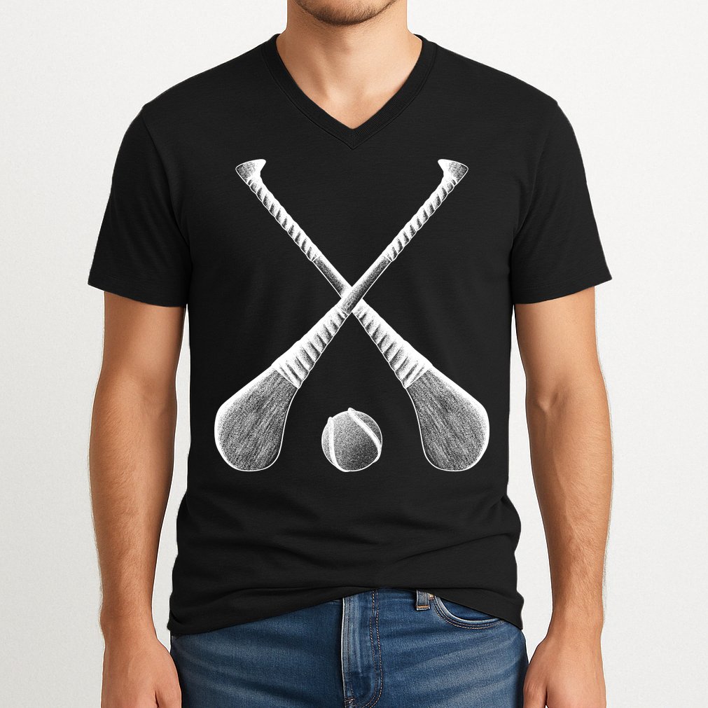 Crossed Hurling Bats V-Neck T-Shirt