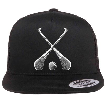 Crossed Hurling Bats Flat Bill Trucker Hat