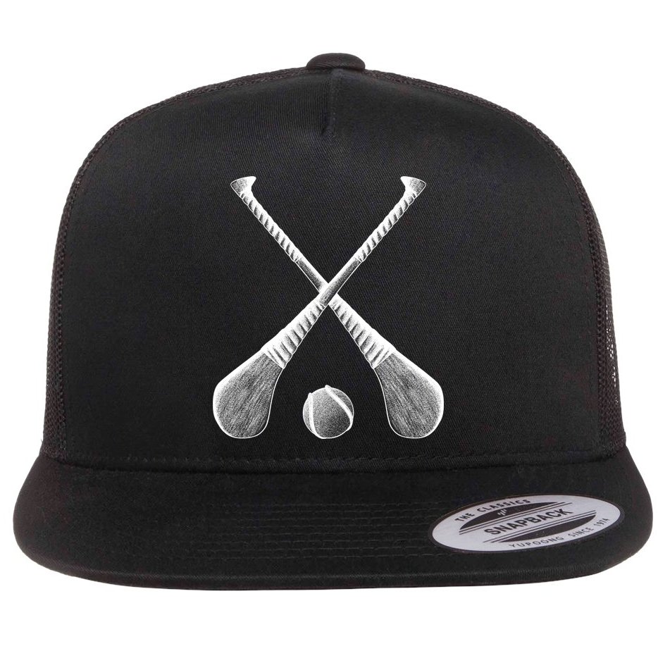 Crossed Hurling Bats Flat Bill Trucker Hat