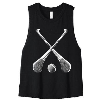 Crossed Hurling Bats Women's Racerback Cropped Tank