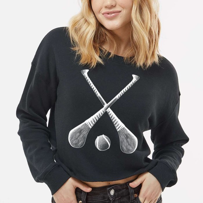 Crossed Hurling Bats Cropped Pullover Crew