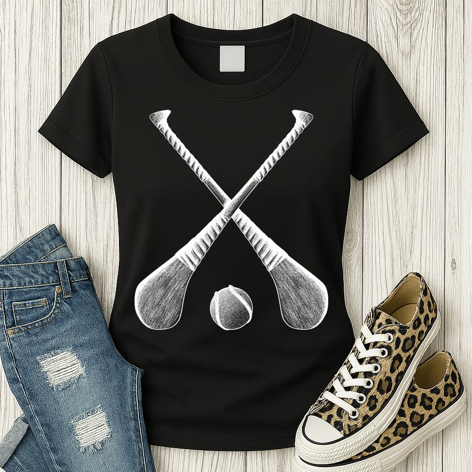Crossed Hurling Bats Womens T-Shirt