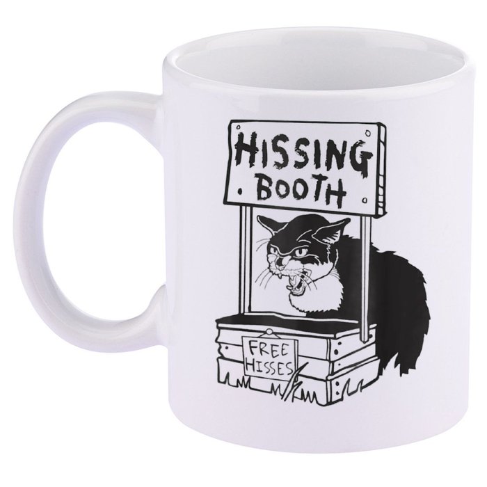 Cat Hissing Booth Free Hisses 11oz C Handle Ceramic Mug