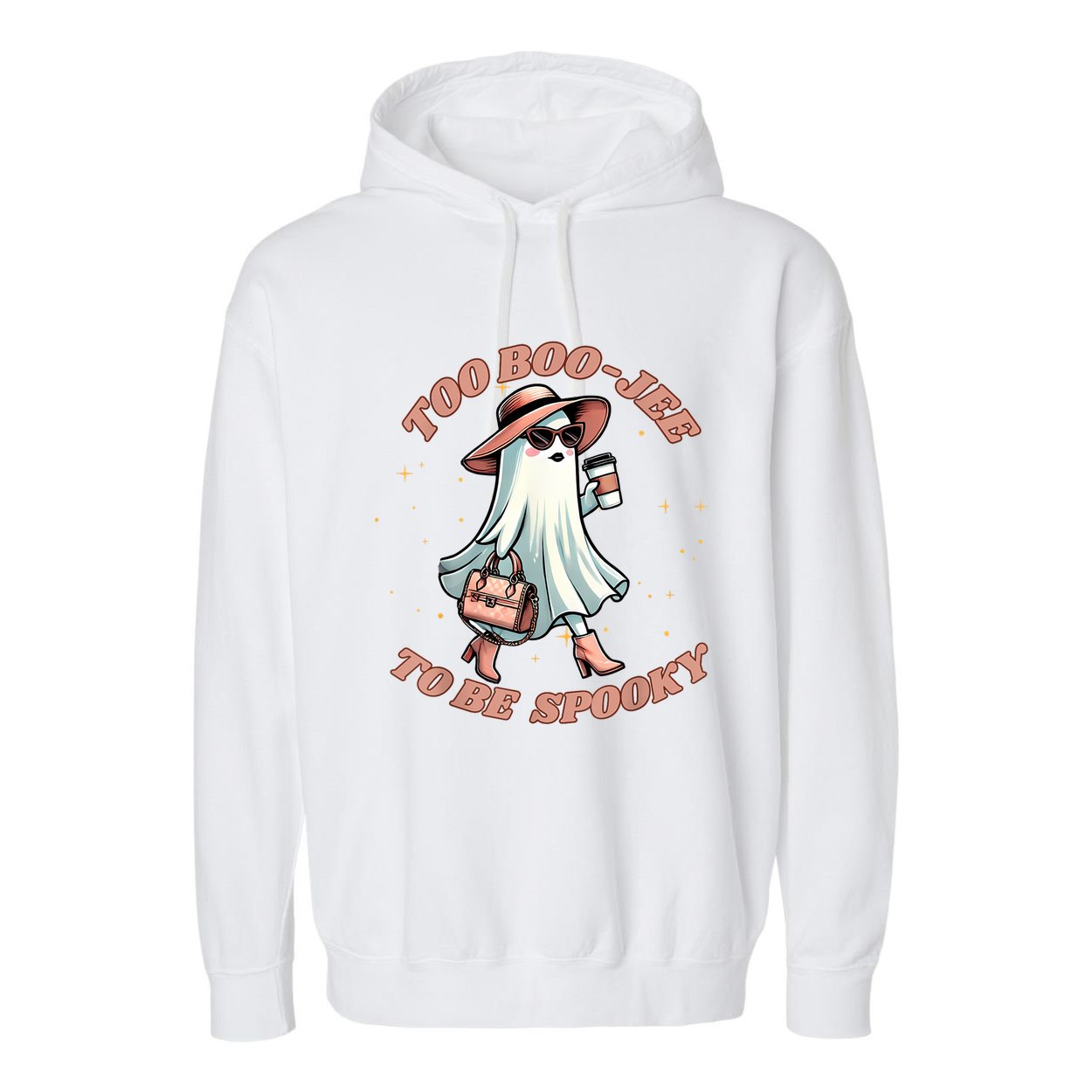 Cute Halloween Boo Jee Ghost Girl Women Boujee Spooky Garment-Dyed Fleece Hoodie